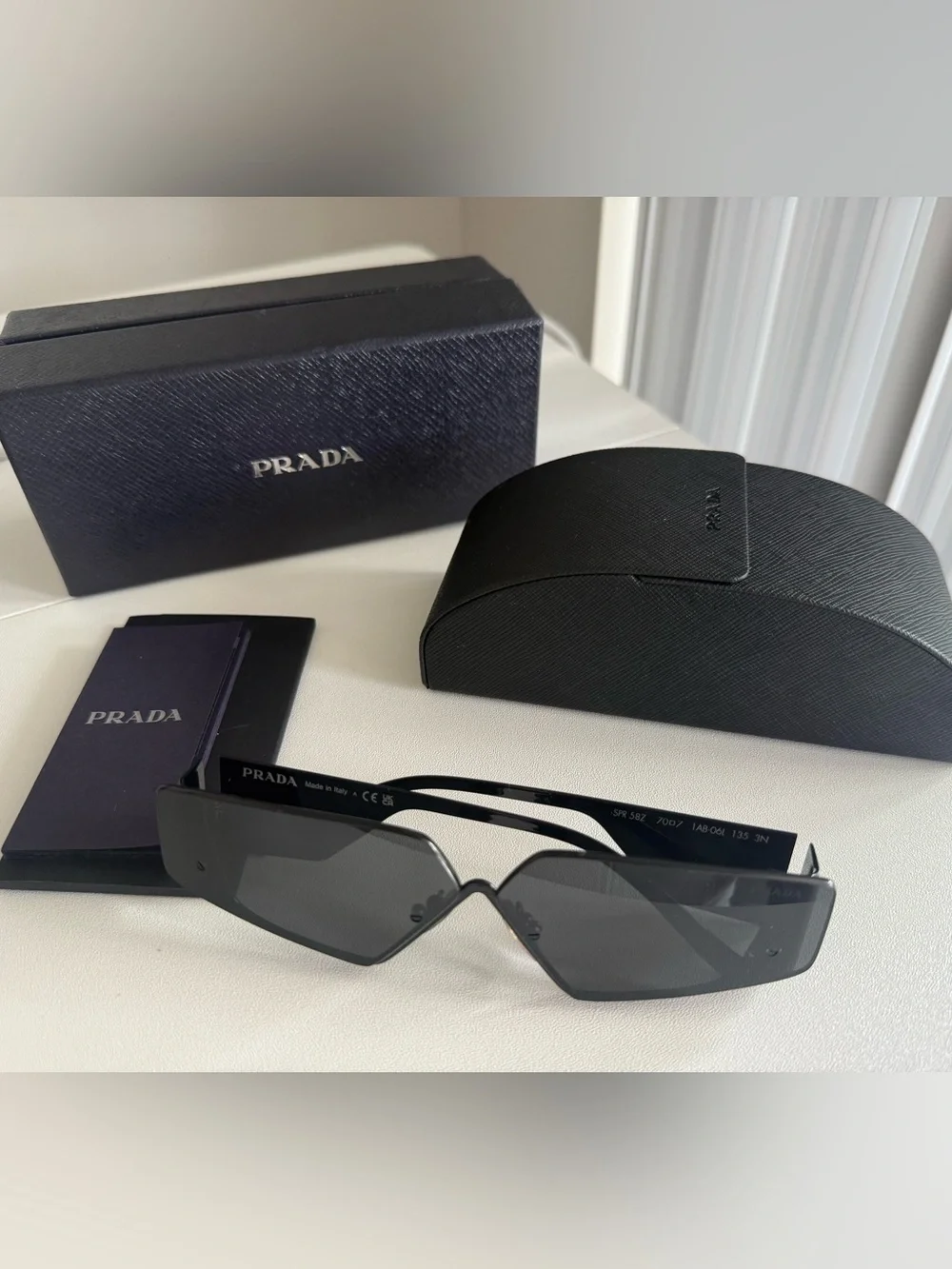 black Prada PR 09ZS rectangular acetate sunglasses